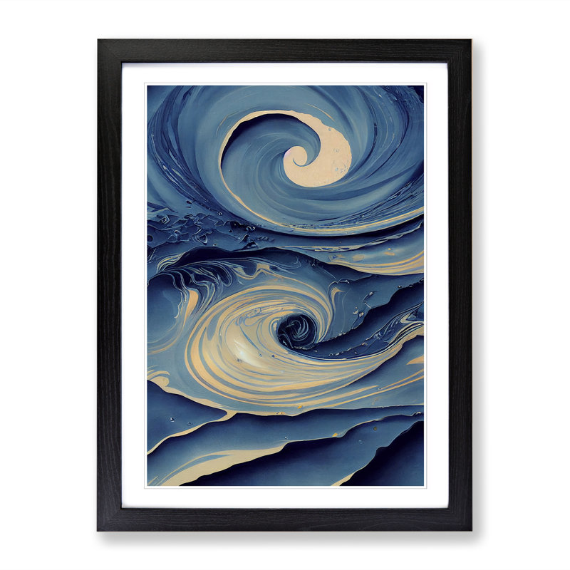 Ocean Sea Abstract Art Vol.5 - Picture Frame Print, Black, 64cm H x 46cm W x 2cm D