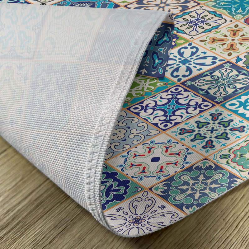 East Urban Home Colourful Place Mats Set of 8 Mediterranean Flora Tiles 8 pcs Multicolor