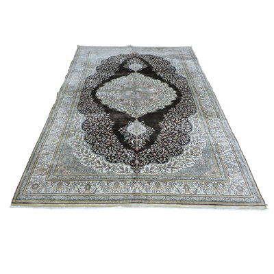 Tapis oriental brun en soie noué à la main 6 pi 6 po x 9 pi 5 po 8207264AEF244787891BFA7E02329C9E