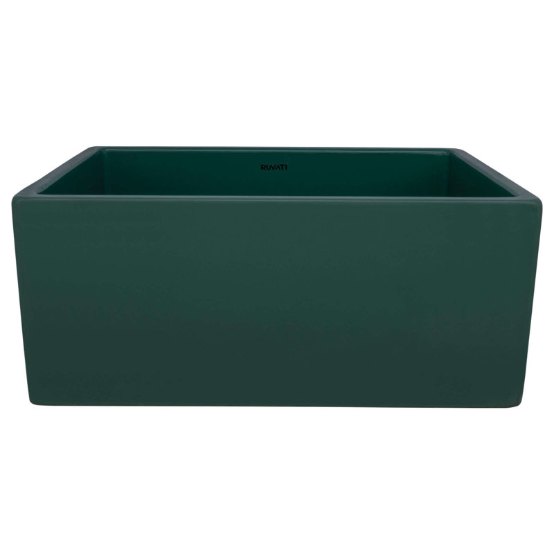 23'' L Double Bowl Fireclay Kitchen Sink, Emerald Green