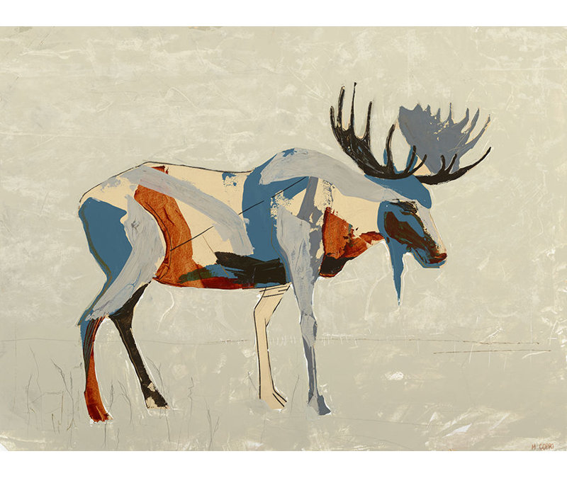 Moose II Print by Milton Coppo, 30" H x 40" W x 1.5" D, Knife Gel