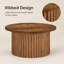Table basse ronde de style champêtre avec plateau en bois et piètement en métal