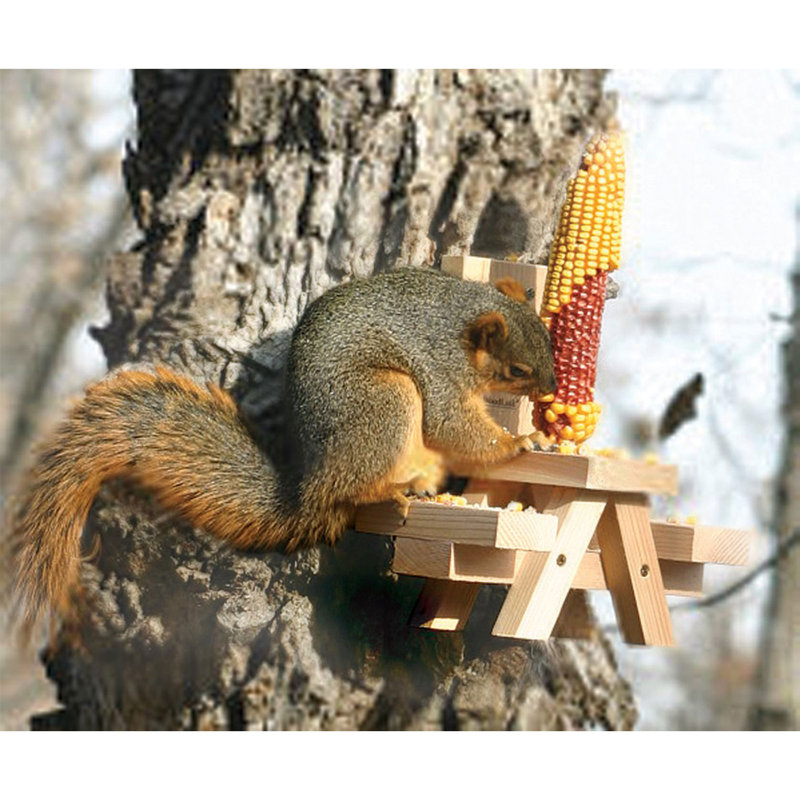 Wood Hanging Squirrel Feeder