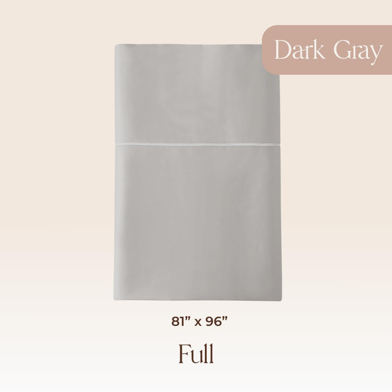 Whisper Organic Certified Organic Full Flat Sheet Only - 100% Organic Cotton Sheets With Luxurious Soft And Breathable 300 Thread Count Sateen Weave Finish - Gots & Fairtrade Certified (Dark Grey, Full)