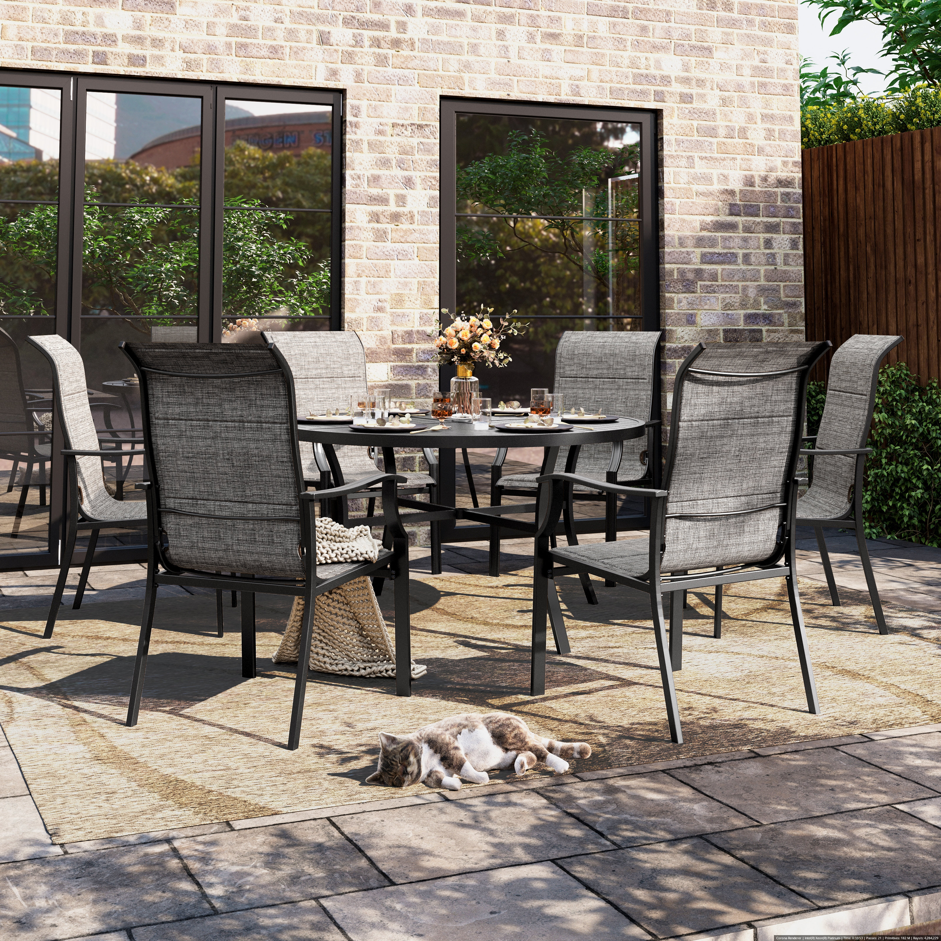 Winston Porter Rectangle Outdoor Patio Dining Set Heavy Duty Metal ...