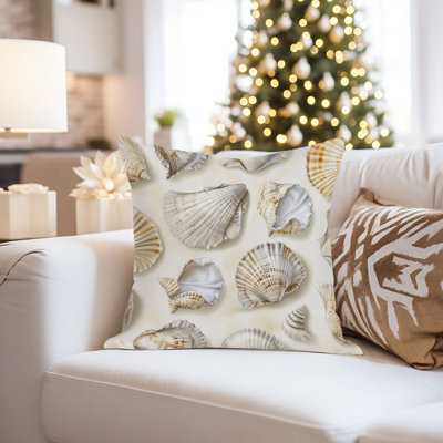 Housse de coussin nautique Beach and Coastal Seashells