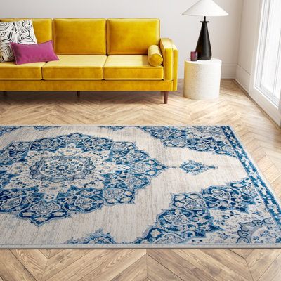 Tapis ivoire / bleu marine Arvillia