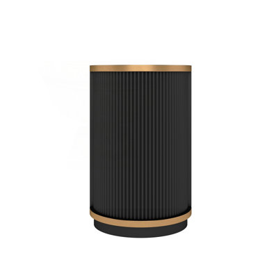 Diagonal Fluted Sideboard Cabinet with Gold Trim and Marble Top