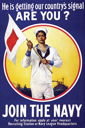 Reproduction d’art sur toile imprimée « his country signal-are you » par american lithograph co-publicités, H 36 po x l 24 po
