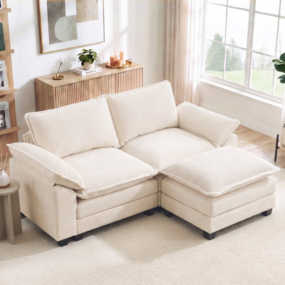 69" Cloud Corduroy Upholstered Sofa with Extra-Wide Armrests
