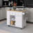 39.8" Rubber Wood Drop-Leaf Countertop Kitchen Cart With Open Storage And 5 Wheels-19209853