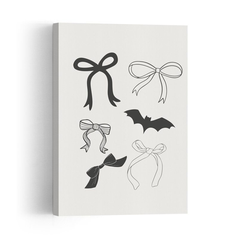 Nœuds élégants et chauve-souris - Affiche murale contemporaine élégante représentant une chauve-souris, H 36 po x l 24 po