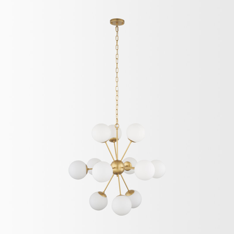 Lustre linéaire moderne Spoutnik 11 lumières Adeola, Or brossé