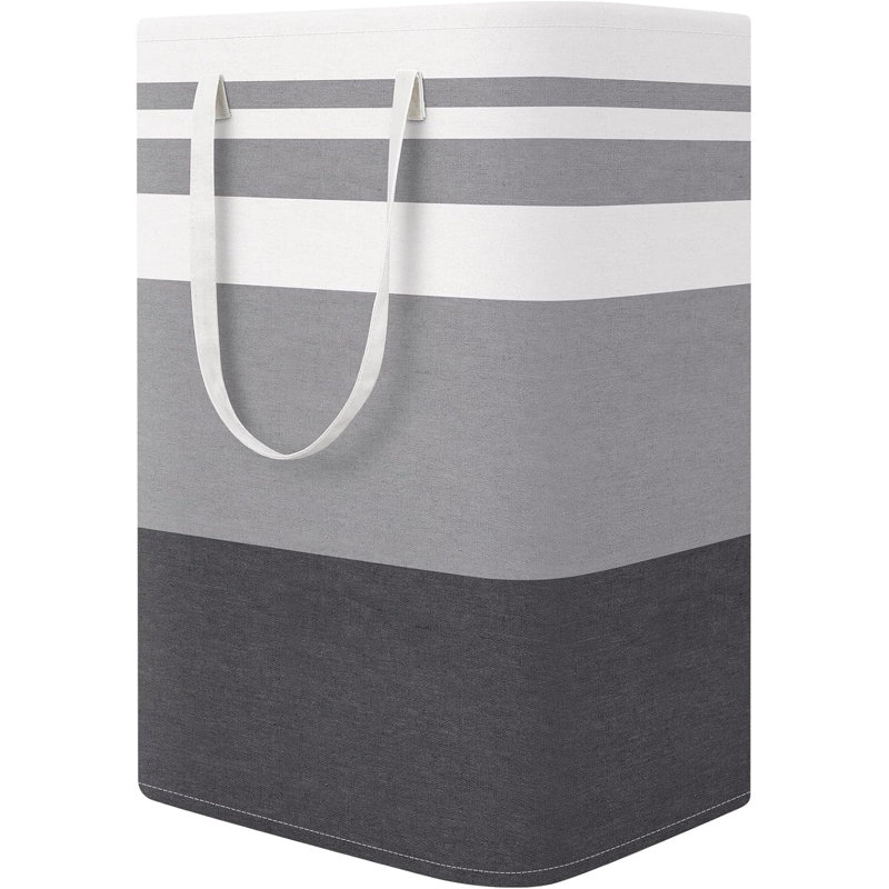 Rangement à vêtements pliable 75L, gris | Panier à vêtements autoportant, conception pliable, avec poignées faciles à transporter