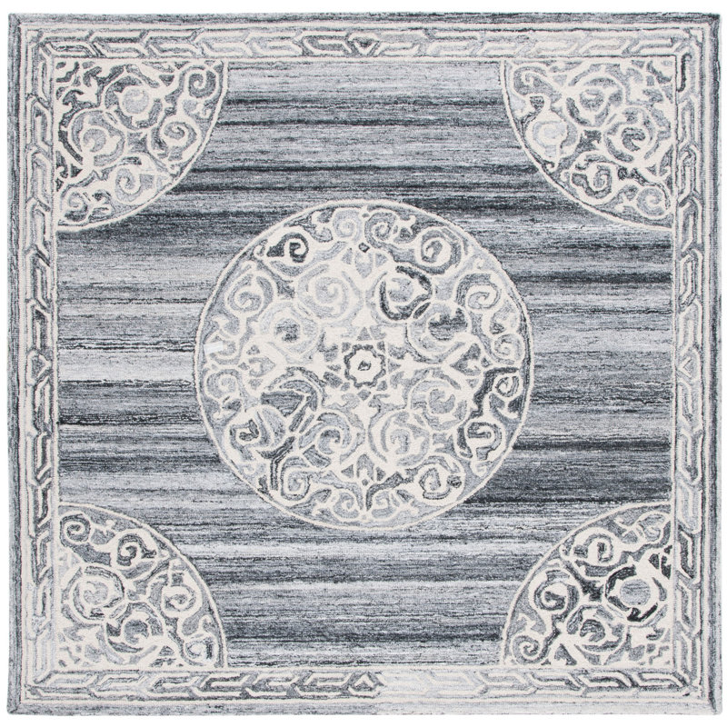 Dumitriana Hand Tufted Performance Geometric Rug, Square 6'