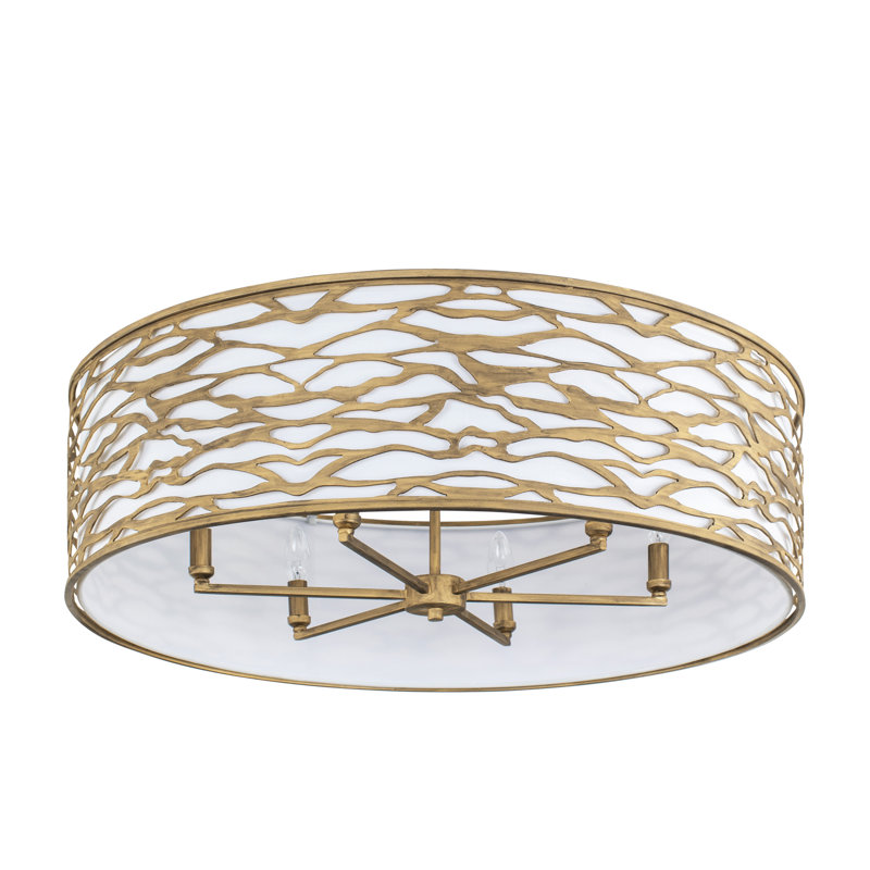 Kato Convertible Semi-Flush/Pendant - 30"W X 10.5"H - Havana Gold, Gold