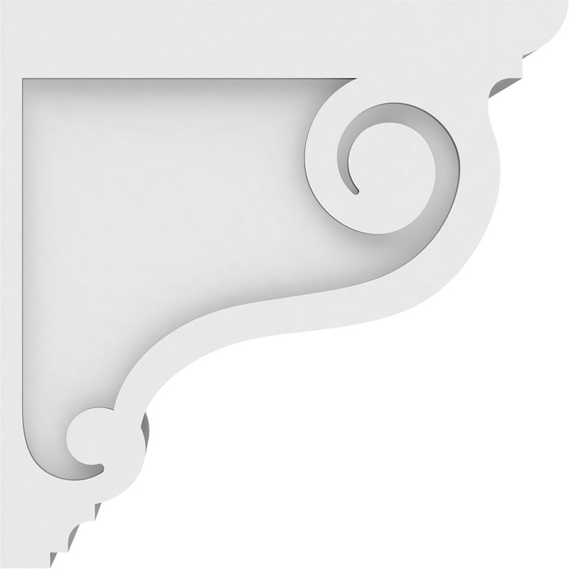 7"W x 12"D x 12"H Standard Scroll Architectural Grade PVC Corbel, 12"H x 7"W x 12"D