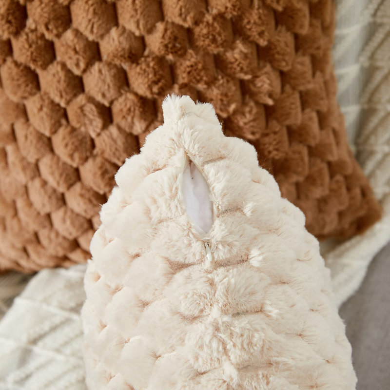 18x18 Set of 2 Decorative Throw Pillow Covers, Beige