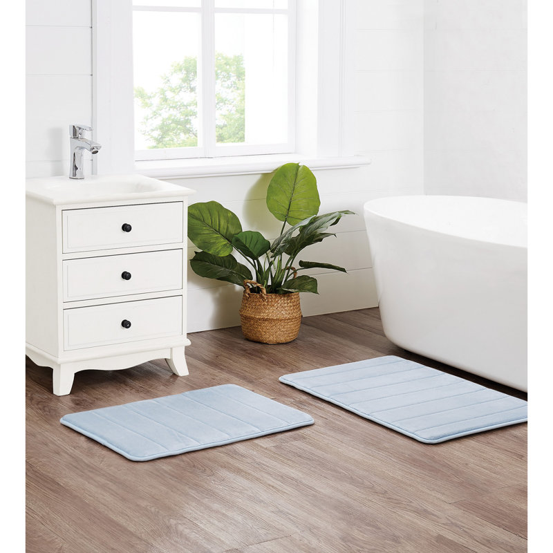 Tapis pour salle de bain en mousse viscoélastique, L 20 po x L 32 po, Bleu
