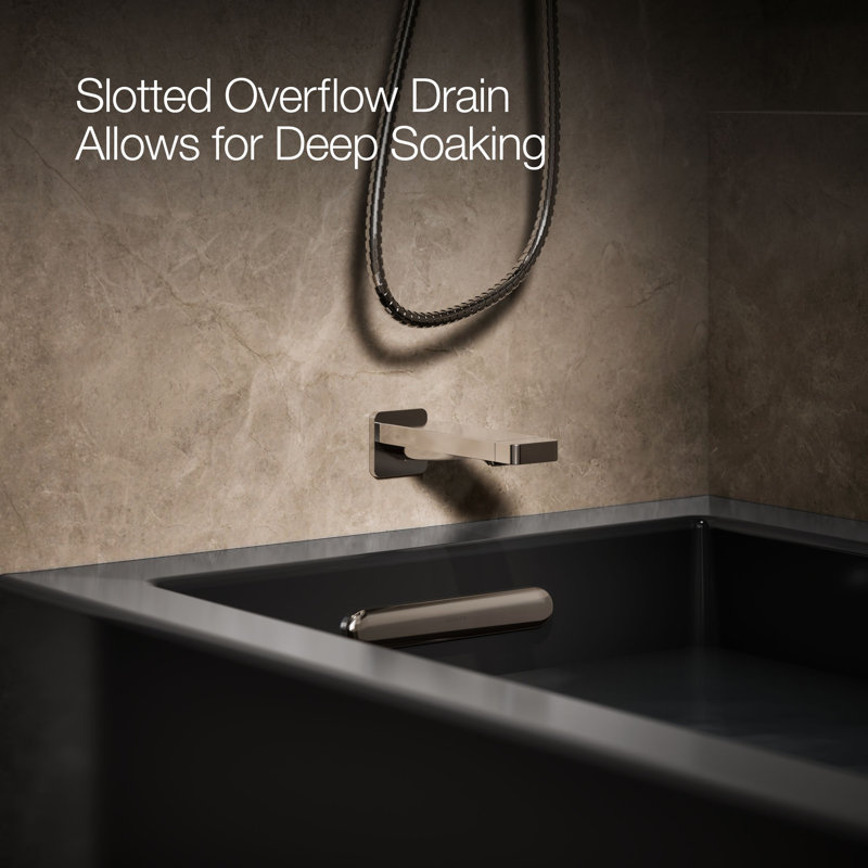 Underscore 60" x 32" Alcove Soaking Bathtub, Black, Left