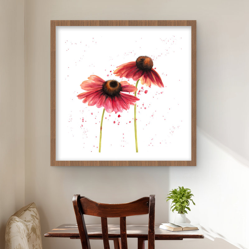 Deux marguerites roses - chambre à coucher brune
