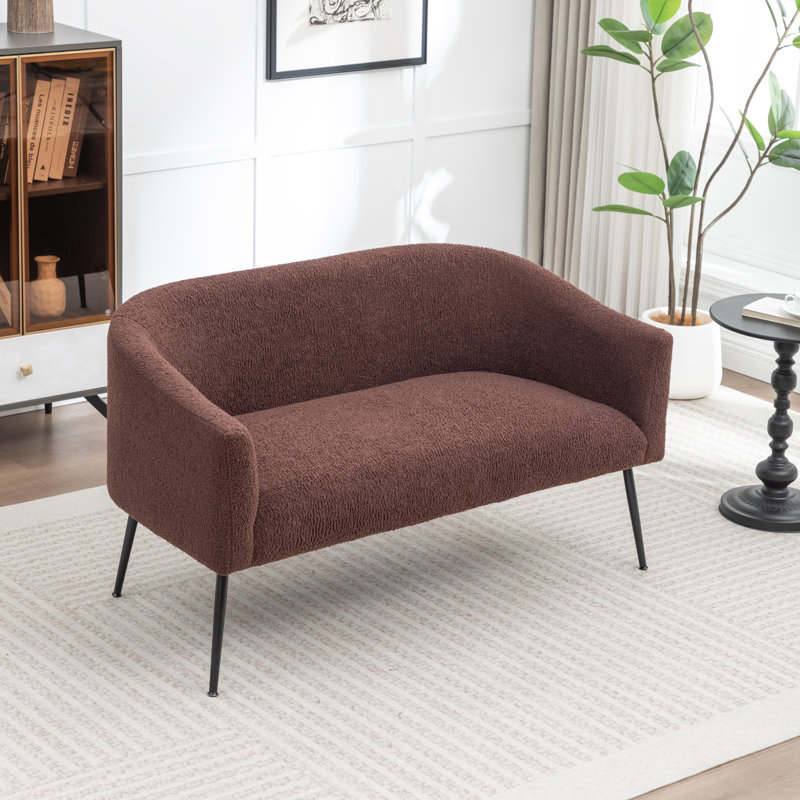 Upholstered Faux Fur Loveseat, Brown, Black