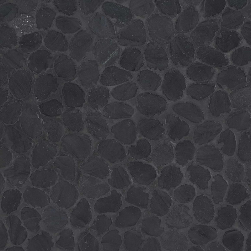 Nature Round Lovina Pebble Mosaic Tile, Alor Black