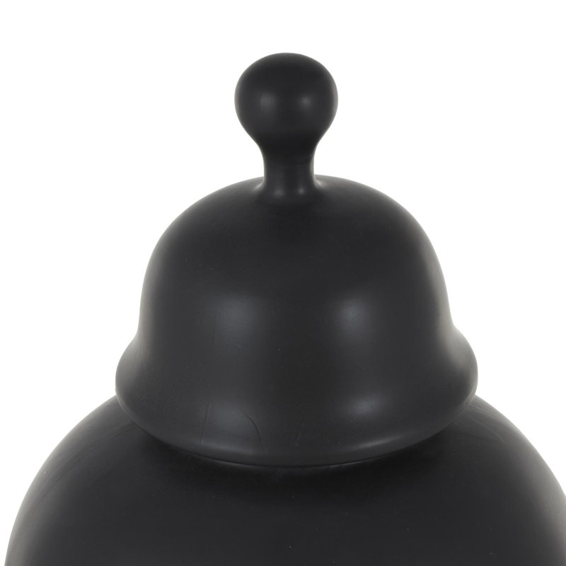 Pots décoratifs en forme de sablier avec couvercle et bouton boule Edja, Noir