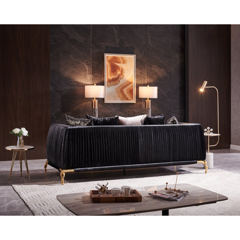 Mehalick Sofa, Black Cotton Blend