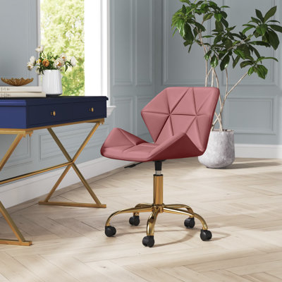 Chaise de bureau pivotante en velours Alec