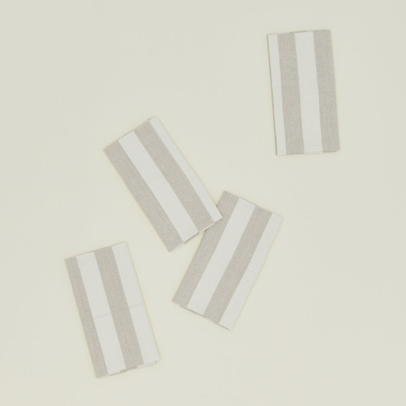 Essential Striped Dinner Napkin - Set Of 4, Ivory/Flax