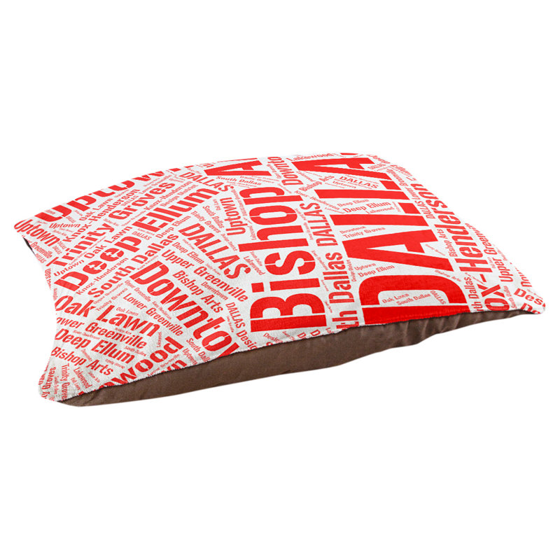 Coussin de chien « districts », Rouge, Grand (l 40 po x P 30 po x H 14 po), Dallas