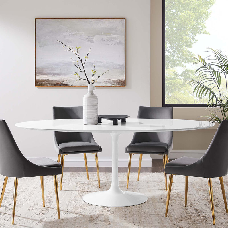Table de salle à manger Silver Orchid Fein, H 29,5 po x l 47 po x L 78 po, Blanc, Blanc
