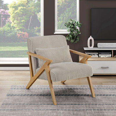 Chaise d'appoint rembourrée avec coussin en mousse de velours côtelé taupe doux