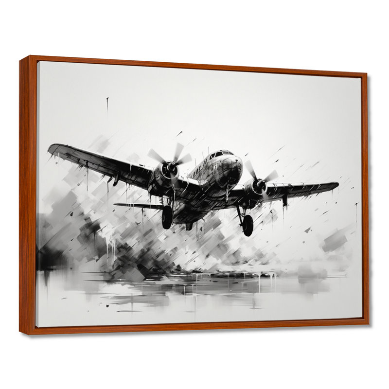 Expressive Plane Airborne - Plane Wall Decor, 34" H x 44" W x 1.5" D, Brown Floater Framed