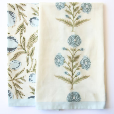 Flora And Alisa Block Print Tea Towels (Set Of 2) 18"x 30"