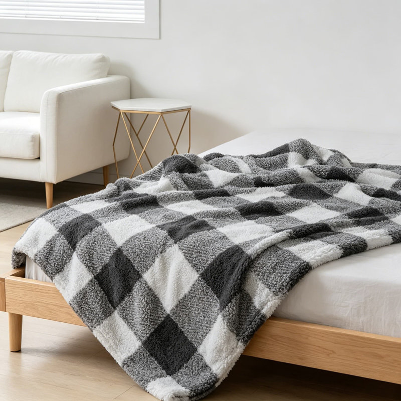 Jeté Sherpa, L 80 po x l 60 po, Gris