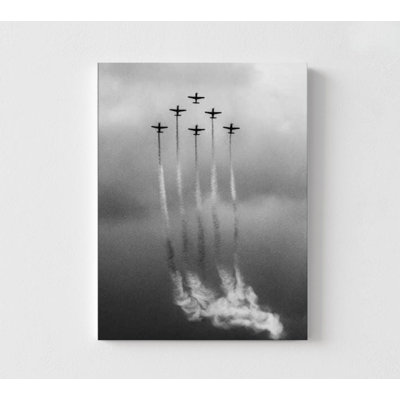 Formation de spectacle aérien noir et blanc | Art mural de l'aviation | Impression de pilote moderne