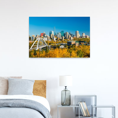 City Skyline In Autumn, Edmonton, Alberta, Canada, art contemporain abstrait, art mural de la ville
