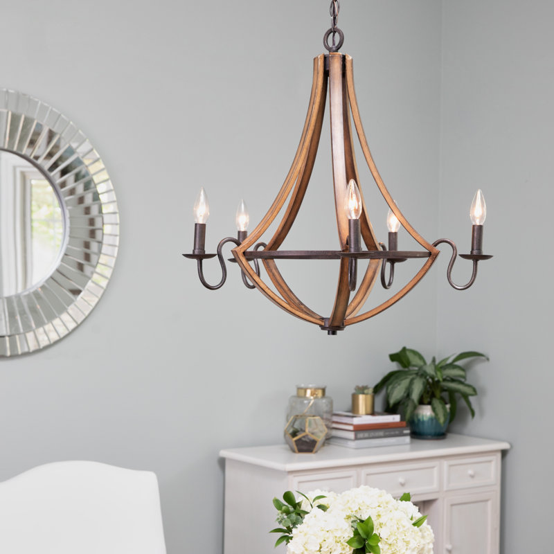 Cahill 5 - Light Dimmable Wagon Wheel Chandelier