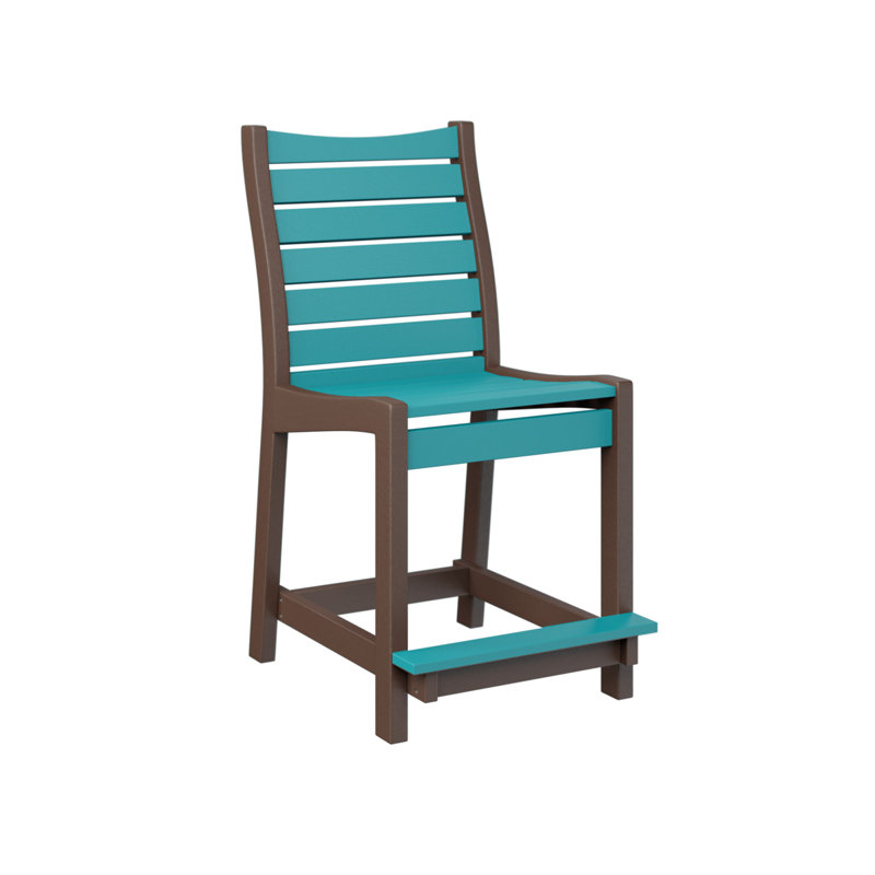 Bristol Outdoor Bar Stool, Aruba Blue, Chocolate Brown