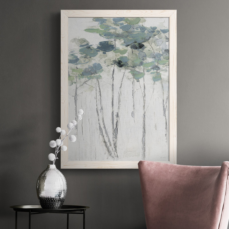 Feya " Impasto Tree Line I ", White Framed, 37.5" H x 27.5" W x 1" D