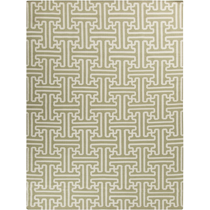 Tapis en laine verte handwoven archive
