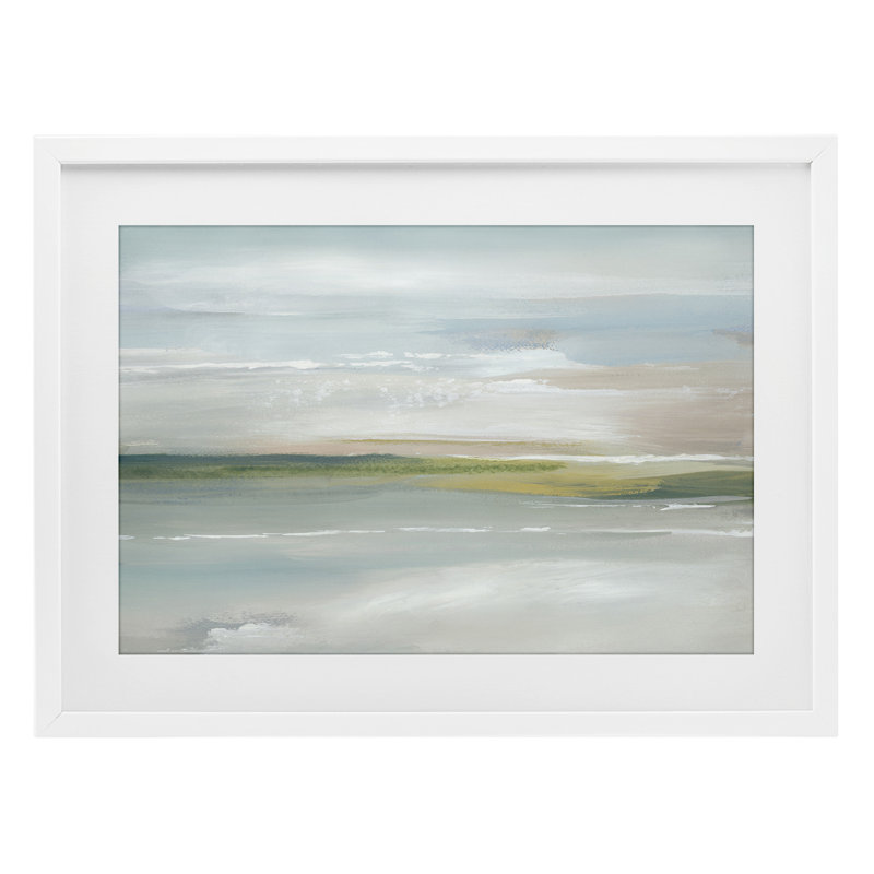 «Close By Waters», reproduction sous verre encadrée, design par Lera, H 17 po x l 23 po, Cadre blanc côtier