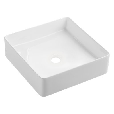 Belfry Bathroom Breshears 360mm White Ceramic Square Countertop Basin Bathroom Sink