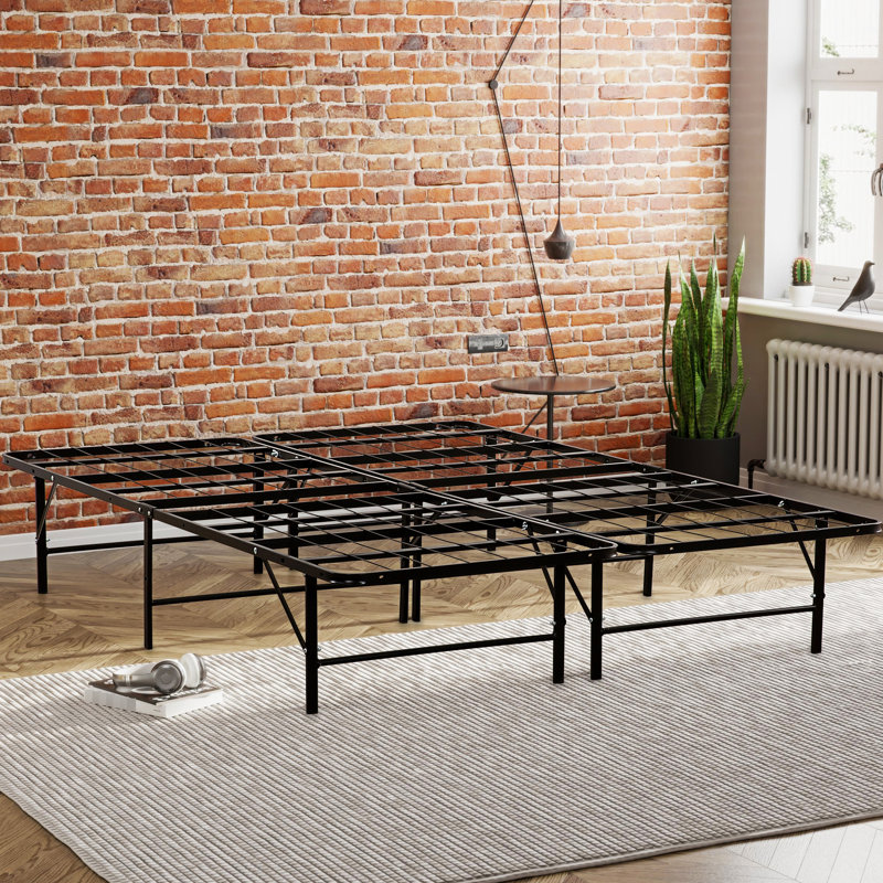 Structure de lit en métal noir pour sommier grand format, sommier de chambre à coucher Essential, Grand lit