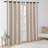 Foil Print Linen Textured Curtains, Grommet Top, 2 Panels Set-1231400235