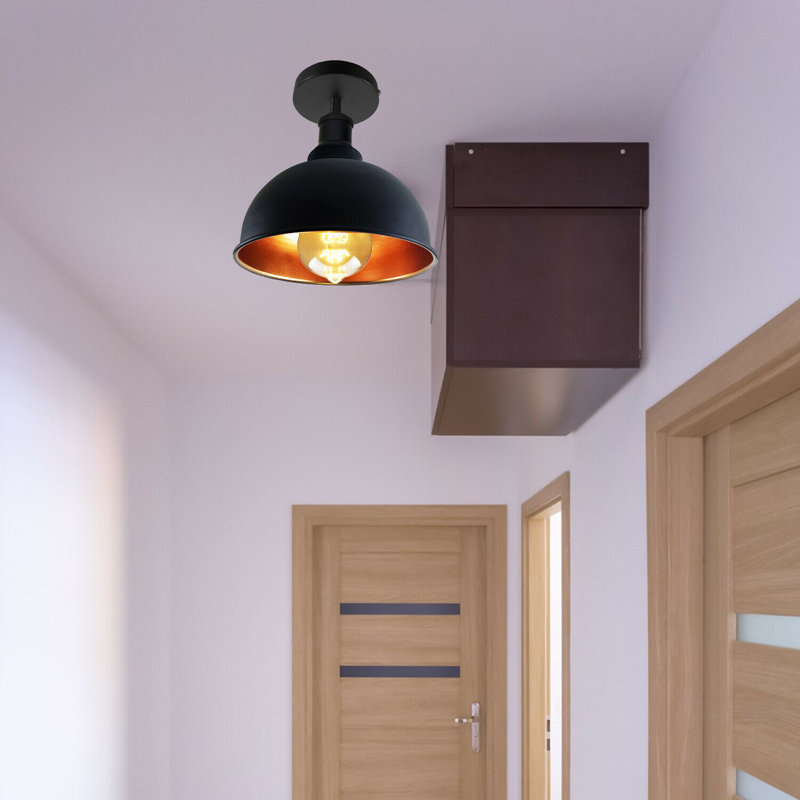 Bussiere Semi Flush Mount, Black/Gold, Black