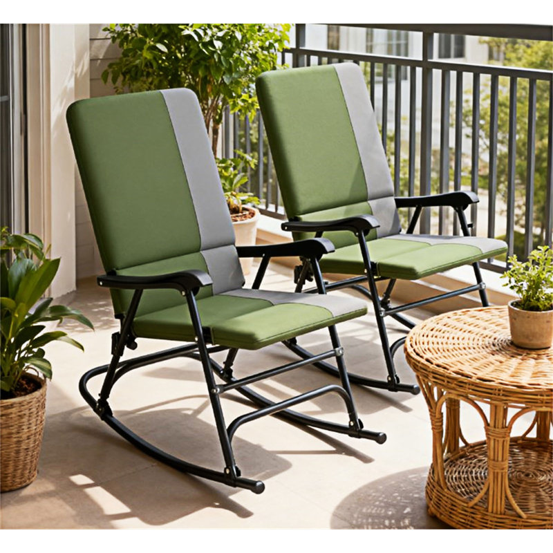Ensemble de 2 chaises berçantes d'extérieur pliantes