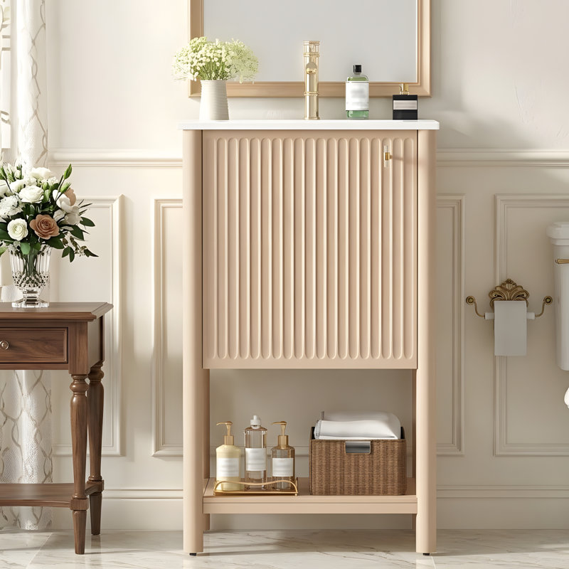 Ensemble de meuble-lavabo autoportant de 20 po avec porte à fermeture douce, style français.